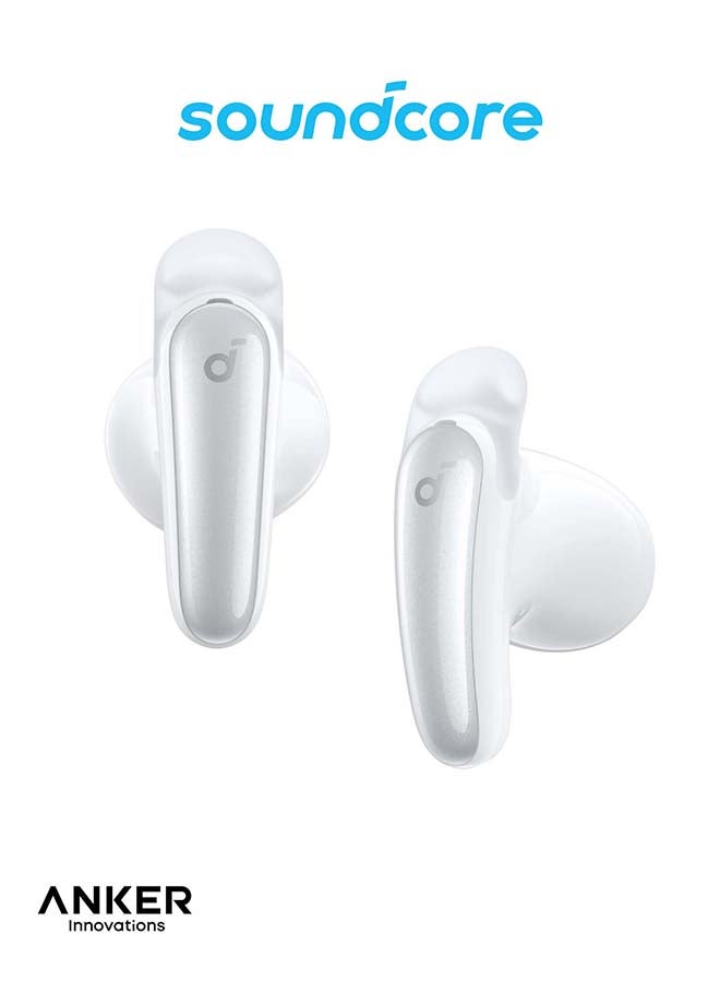 Liberty Buds by Anker, Semi-In-Ear Design, Removable Ear Fins, Real-Time Adaptive Noise Cancelling, Fast Charging, Wireless Bluetooth Earbuds,Translation Earbuds, 30H Playtime white