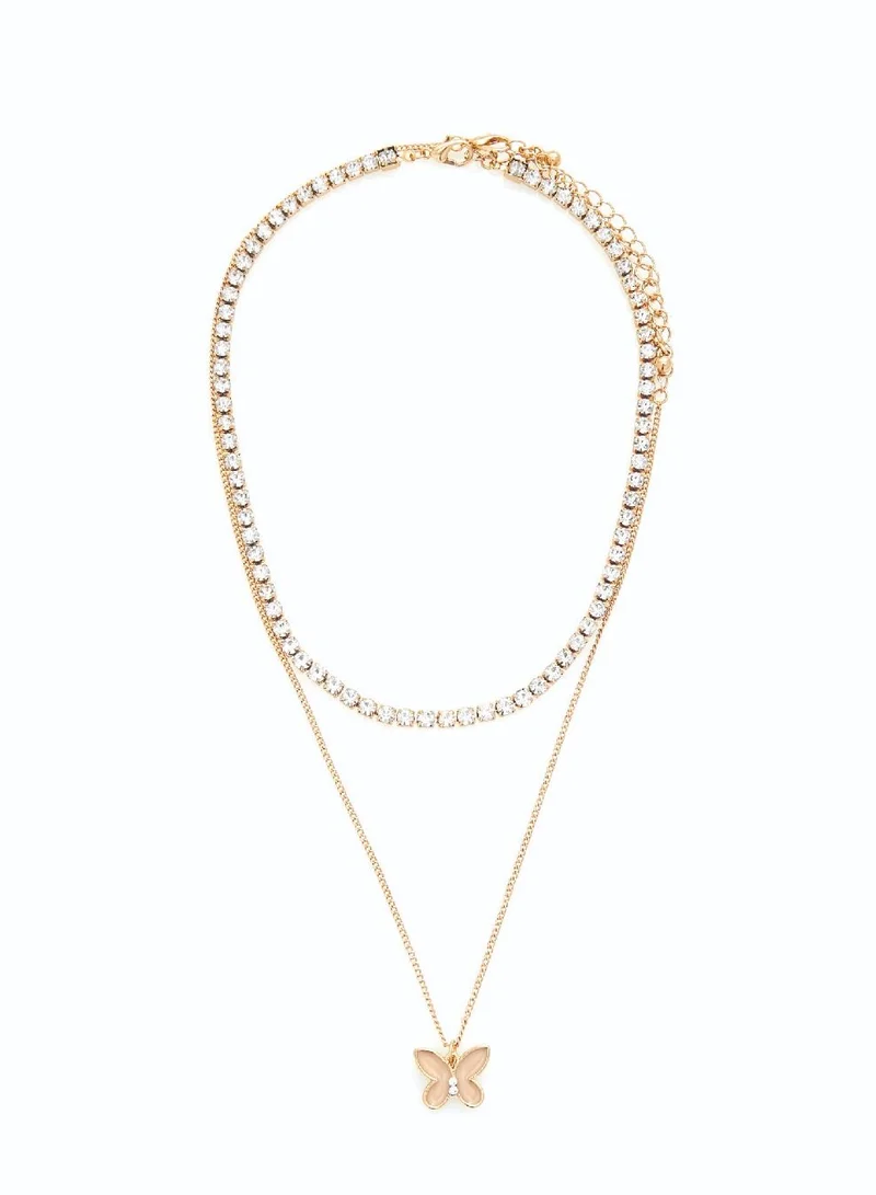 AMICA Stack Together Necklace with Butterfly Pedant