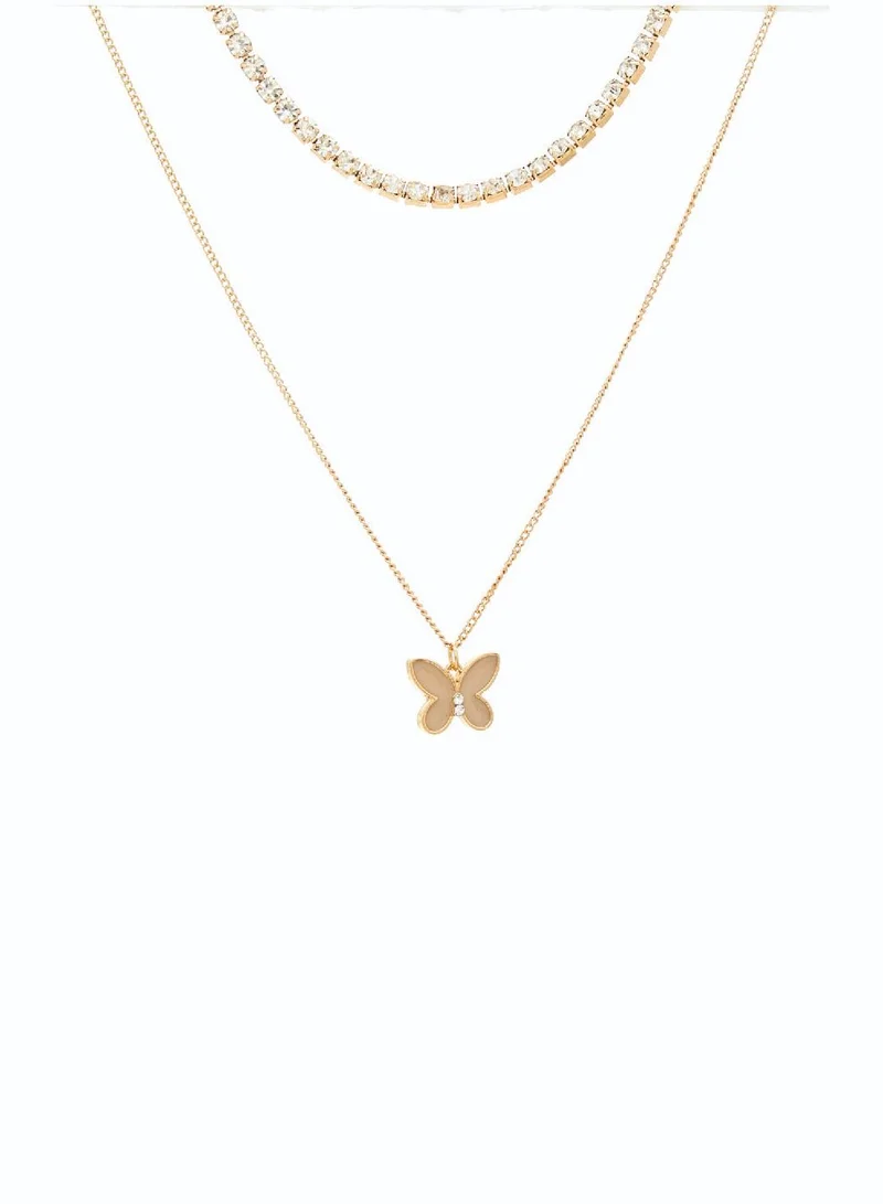 AMICA Stack Together Necklace with Butterfly Pedant