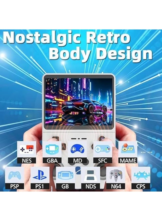Wheels R36S Retro Handheld Game Console, White, 15000+ Games, 64G Built-in Storage, Portable Gaming System with Color Display, Rechargeable Controller - Image 2