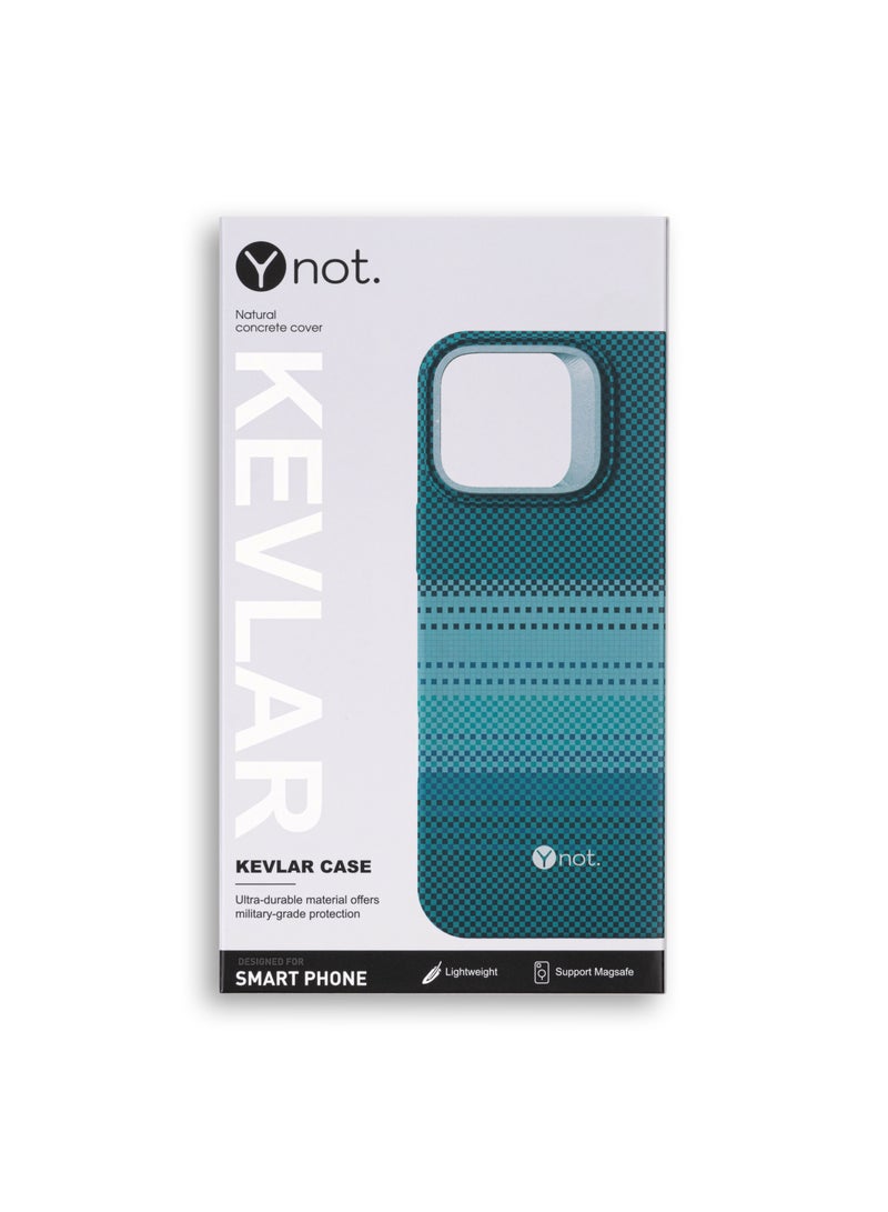 YNOT iPhone 16 Kevlar Fiber Case with MagSafe and Stand - Blue Carbon - Image 4