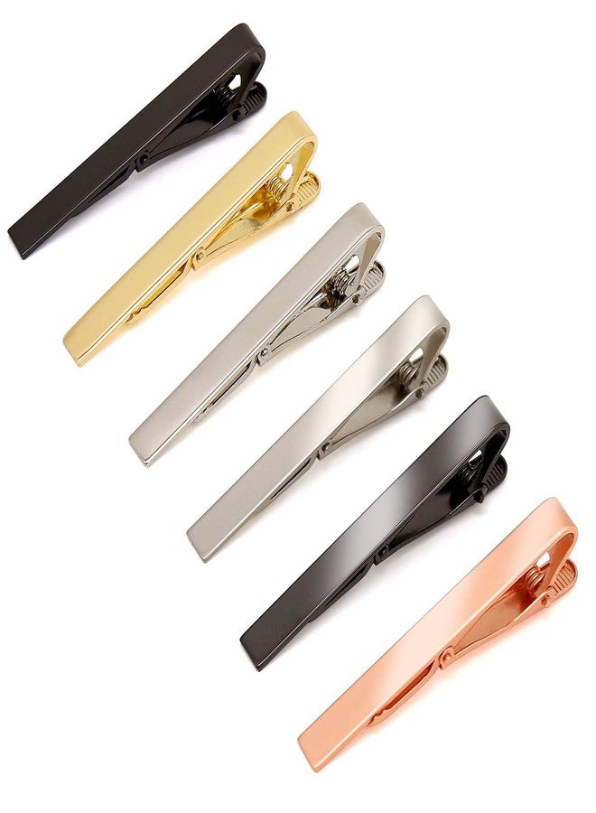 TONOS Tie Clips for Men, 6 PACK Tie Clip Set with Elegant Gift Box - Shiny & Matte Tie Clips Black, Silver, Gold Tie Bar Tie Pinch Tie Clasp. Nice Gift for Father, Husband, Boyfriend, Wedding (Classic 6PC) - Image 5