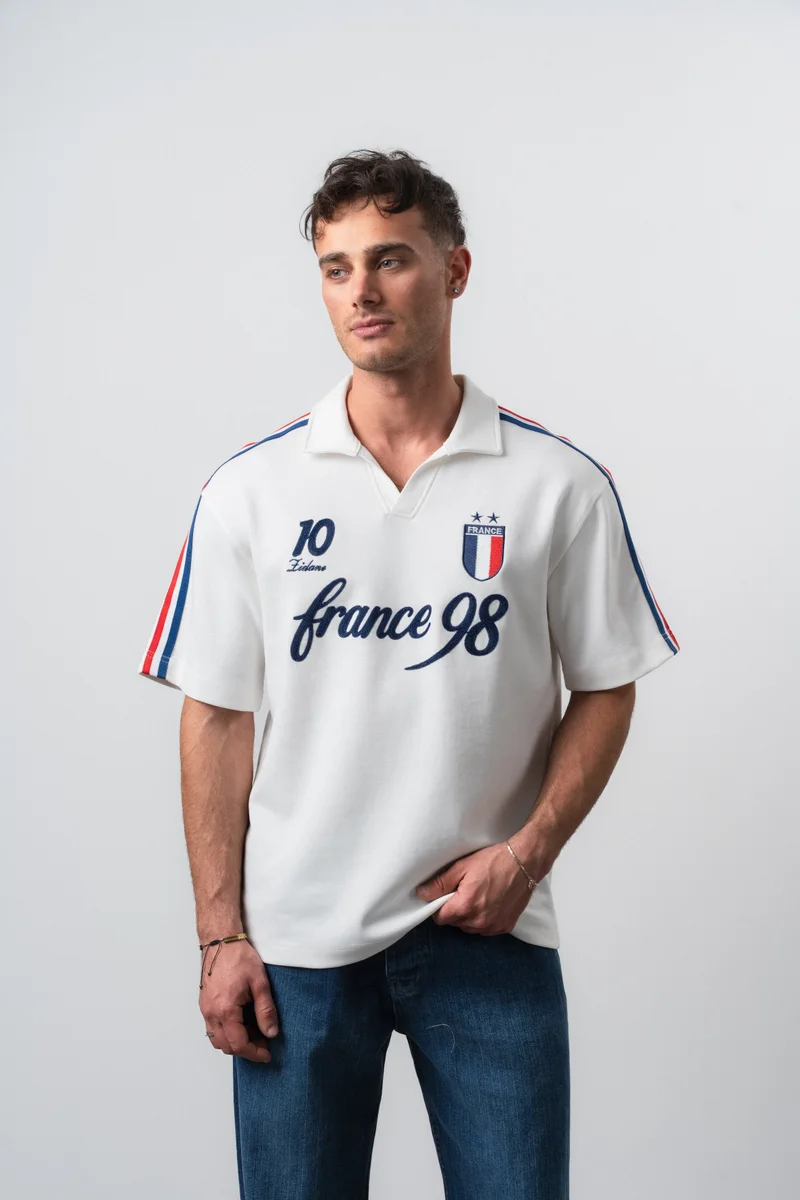 ريسباير تيشيرت رجالي من الجيرسيه France Retro، باللون البني الفاتح