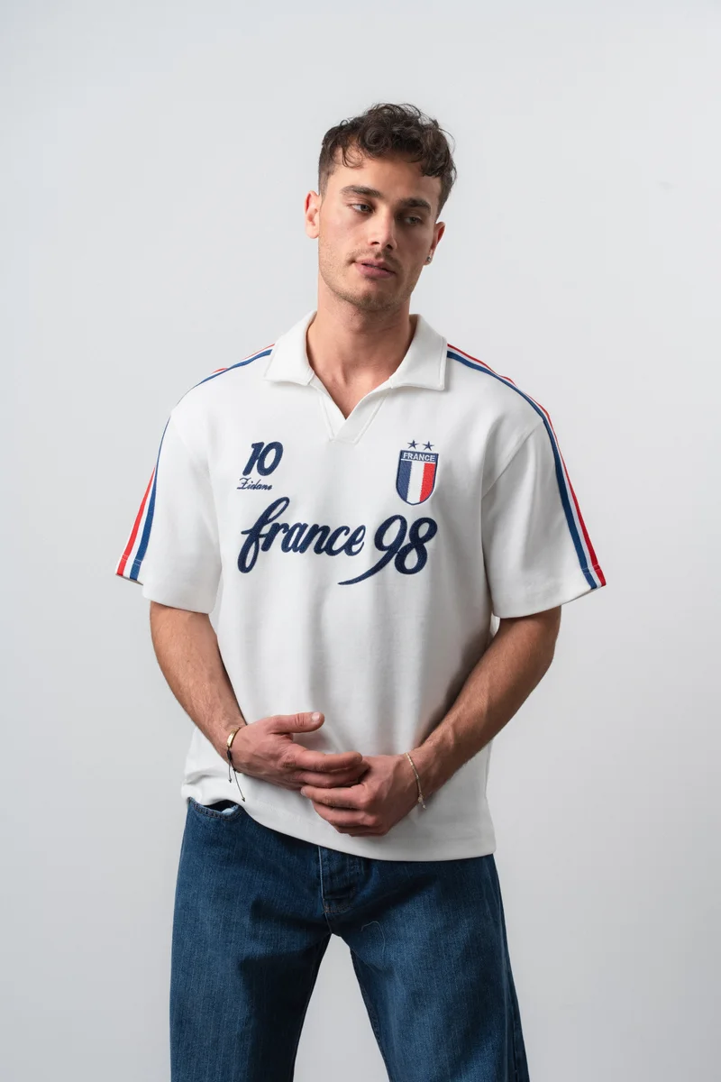 ريسباير تيشيرت رجالي من الجيرسيه France Retro، باللون البني الفاتح