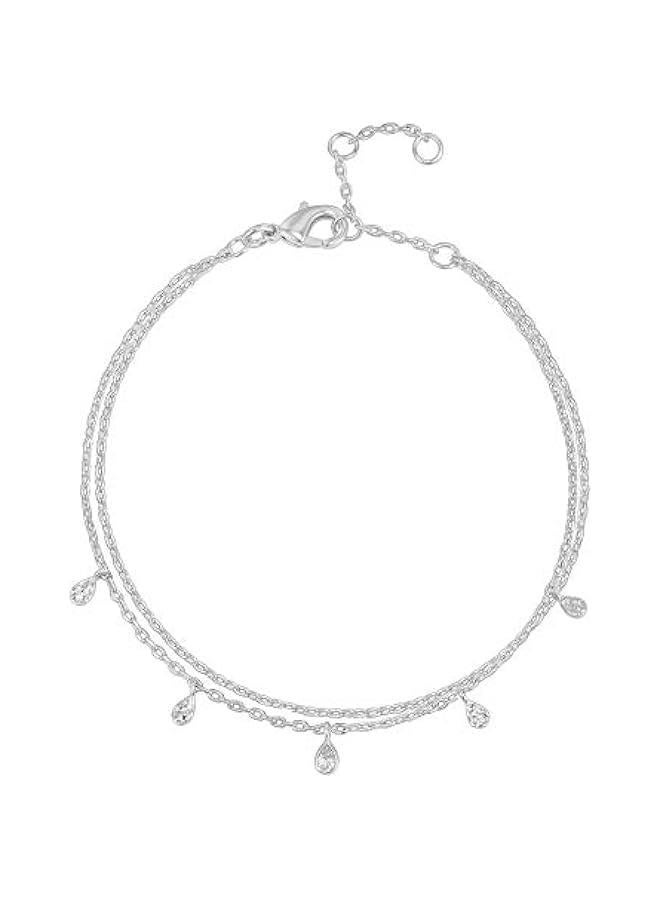 PAVOI 14K Gold Plated Beaded Cuban Cubic Zirconia Simulated Diamond Station Infinity Chain Bracelets for Women | Adjustable Chain Bracelet - Image 1