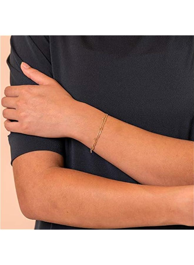 PAVOI 14K Gold Plated Beaded Cuban Cubic Zirconia Simulated Diamond Station Infinity Chain Bracelets for Women | Adjustable Chain Bracelet - Image 4