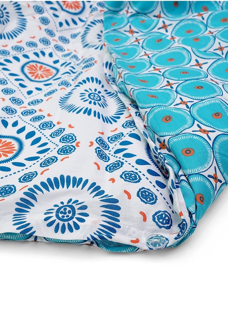 Home-Tex Design King Size 100% Cotton 6 Piece Bed Set with reversible Duvet cover Design Energie - 1 Printed Flat Sheet 240x260 cm 1 Prinetd Duvet Cover 240x200 cm 4 Pillows 50x80 cm Design Energie Blue  - Image 5