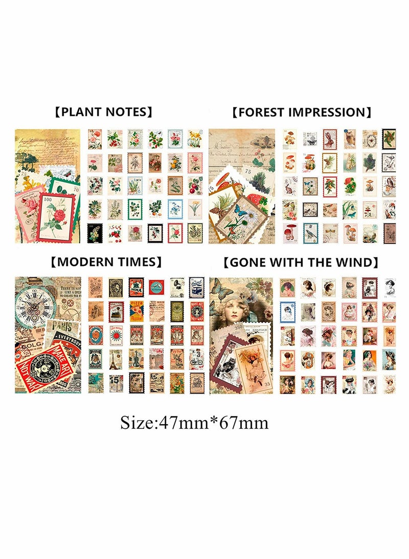 Excefore Stamp Stickers Postage Stamp Vintage Scrapbook Paper Deco Paper Sticker for Scrapbooking Journaling Supplies Planners Kid DIY Art Crafts Journal Four Styles 240pcs - Image 3