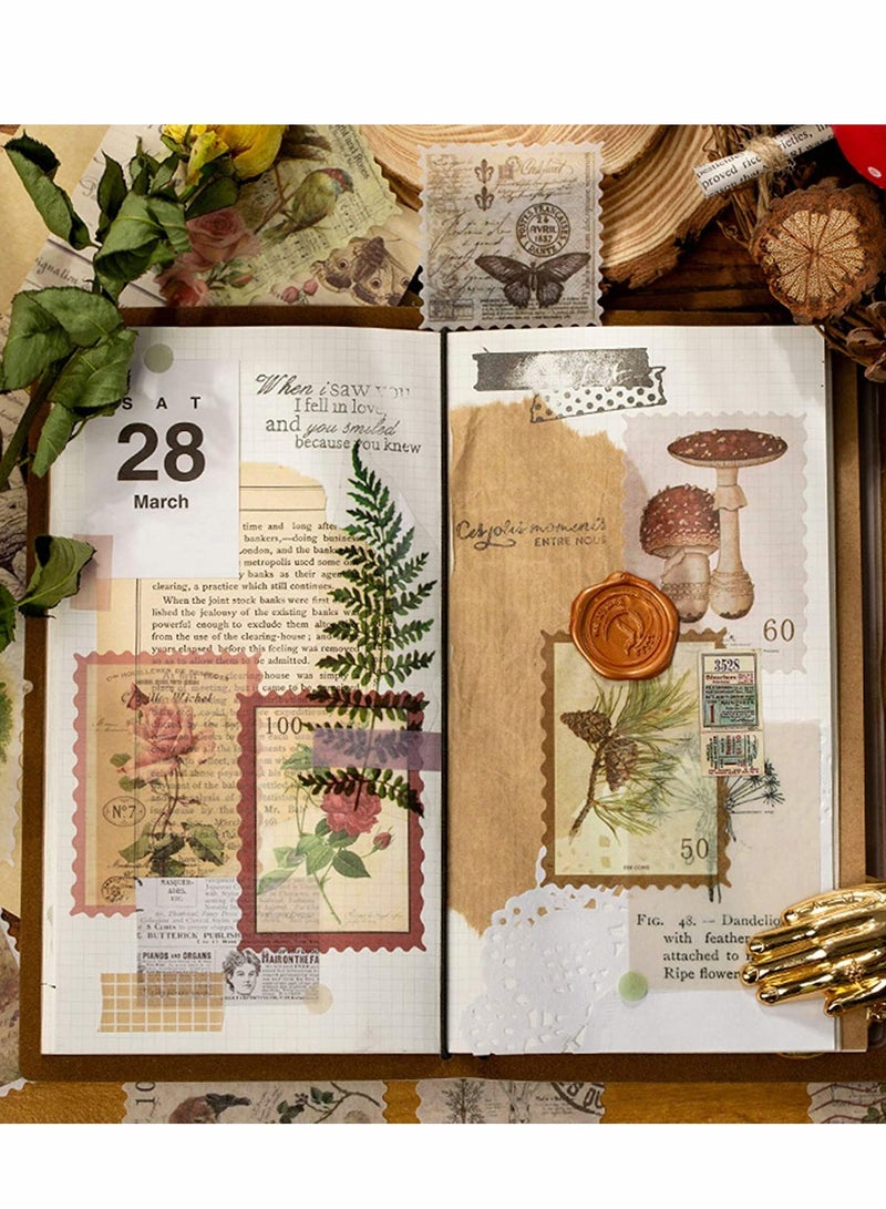 Excefore Stamp Stickers Postage Stamp Vintage Scrapbook Paper Deco Paper Sticker for Scrapbooking Journaling Supplies Planners Kid DIY Art Crafts Journal Four Styles 240pcs - Image 5
