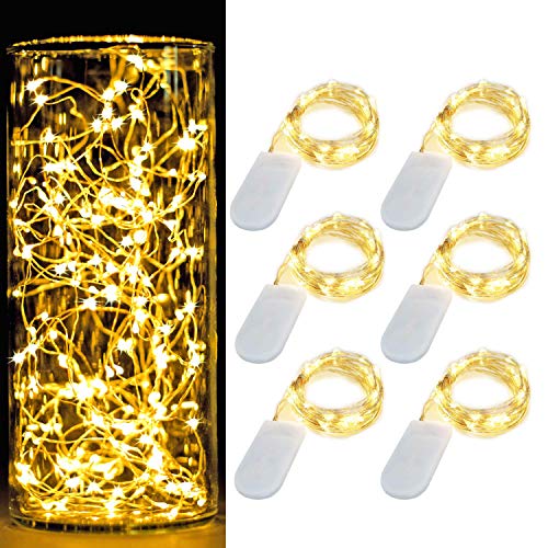 XERGY 20 LED 2 m Starry String Battery Powered Fairy Lights 2X CR2032 Large Beads Copper Wire (6 pieces, Warm White) - Image 1