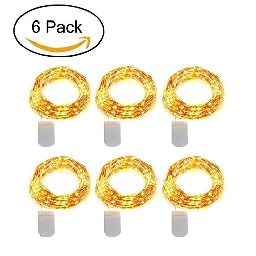 XERGY 20 LED 2 m Starry String Battery Powered Fairy Lights 2X CR2032 Large Beads Copper Wire (6 pieces, Warm White) - Image 2