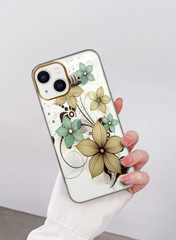 JOWAY حافظة آيفون 13 الزهرية الشفافة فائق النحافة مضادة للصدمات بتصميم طباعة الزهور 5 - Image 4