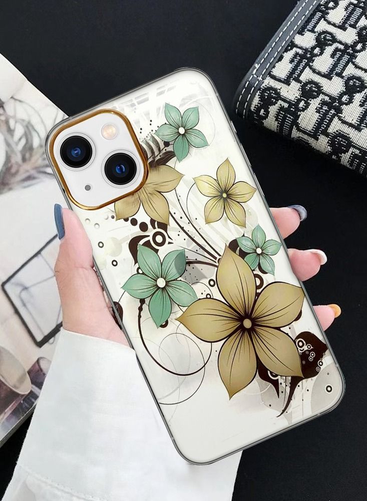 JOWAY حافظة آيفون 13 الزهرية الشفافة فائق النحافة مضادة للصدمات بتصميم طباعة الزهور 5 - Image 3