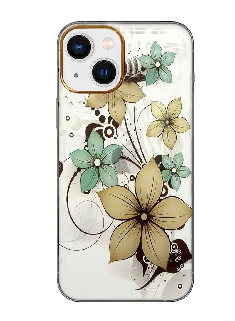 JOWAY حافظة آيفون 13 الزهرية الشفافة فائق النحافة مضادة للصدمات بتصميم طباعة الزهور 5 - Image 1
