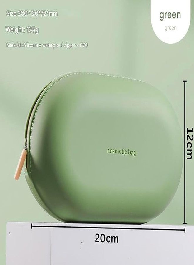 Jenibri 1Pack, Portable Large Capacity Silicone Cosmetic Bag, Travel Waterproof Wash Bag Zipper Pouch Toiletry Bag - Pretty Gifts for Teacher Mom Sister Girlfriend (Green) - Image 2