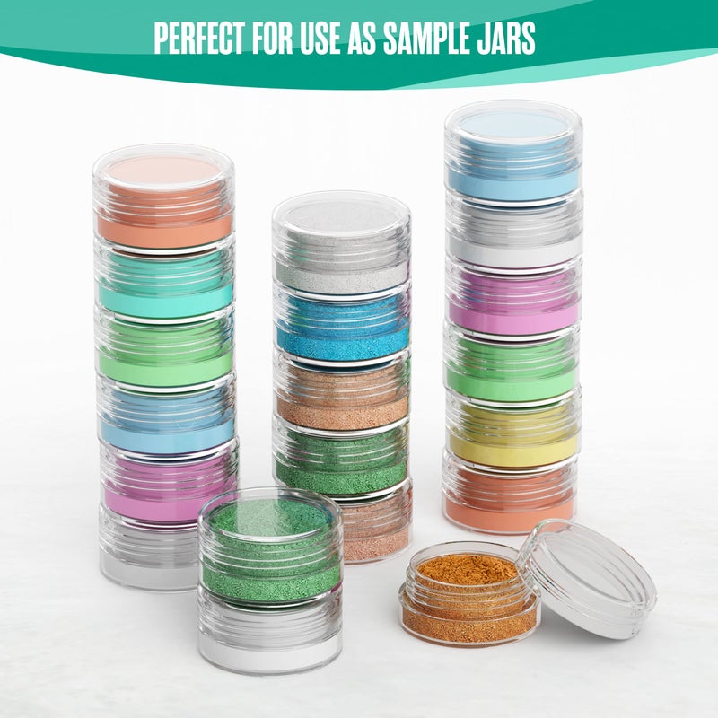 Houseables 3 Gram Jar, 3 ML, Clear, 50 Pk, BPA Free, Cosmetic Sample Empty Container, Plastic, Round Pot, Screw Cap Lid, Small Tiny 3g Bottle, for Make Up, Eye Shadow, Nails, Powder, Paint, Jewelry - Image 3