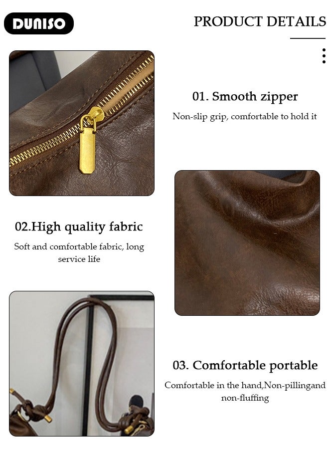 DUNISO Women's Shoulder Tote Bag Faux Leather Handbag for Women Large Capacity Messenger Bag, Fashionable Travel Shoulder Bag for Ladies Girls College Students - Image 2