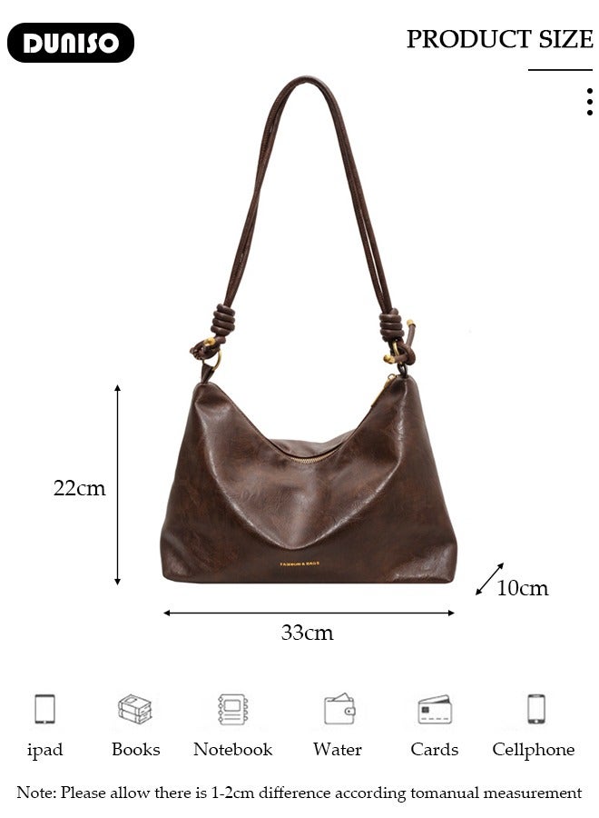 DUNISO Women's Shoulder Tote Bag Faux Leather Handbag for Women Large Capacity Messenger Bag, Fashionable Travel Shoulder Bag for Ladies Girls College Students - Image 4