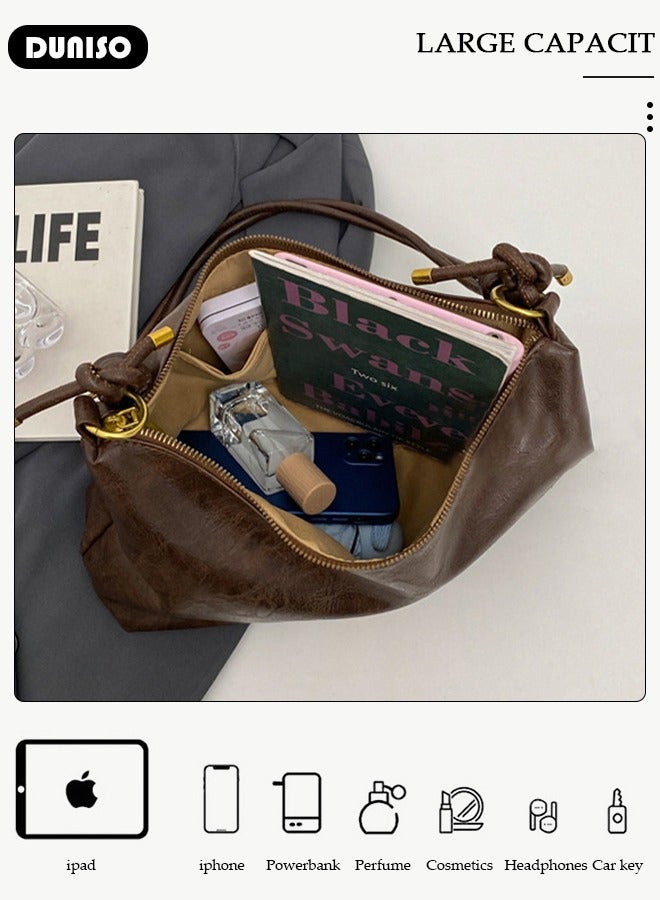DUNISO Women's Shoulder Tote Bag Faux Leather Handbag for Women Large Capacity Messenger Bag, Fashionable Travel Shoulder Bag for Ladies Girls College Students - Image 5