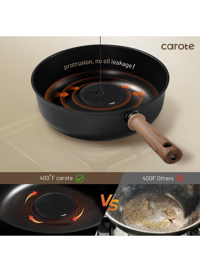 Carote 16-Piece Titanium Non Stick Cookware Set – Scratch-Resistant, Induction & Gas Compatible, Space Saving Kitchen Pots and Pans with Lids, PFOA & PFOS Free, Non Toxic, Hokkaido Collection, Black - Image 5