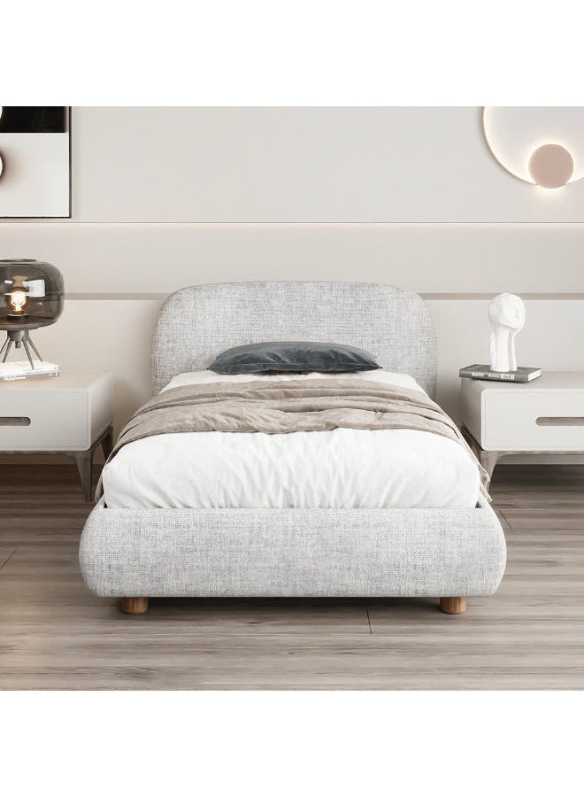Al Home Nordic Dreams Single Bed Elegant Grey Chanel By Alhome 120x200x140 cm - Image 1