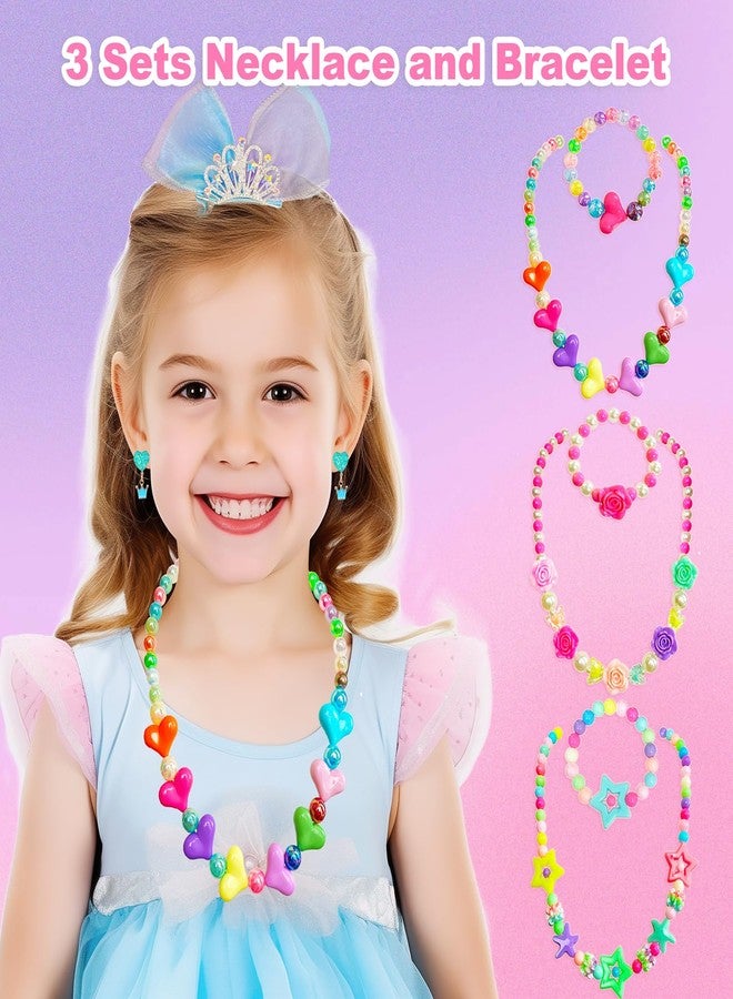 ELEMIRSA Little Girls Kids Jewelry Sets Girl Princess Jewelry Dress Up Accessories Toy Playset Set for Toddlers - Image 4
