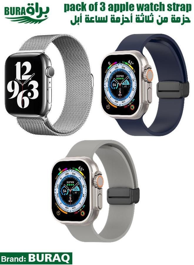 BURAQ - Apple Watch Band Strap For Apple Watch Ultra 2/Ultra 49mm, Series 10 46mm, 9/8/7 45mm, SE2/SE/6/5/4 44mm, 3/2/1 42mm - Image 1