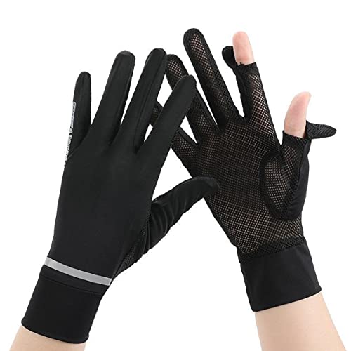 PALAY® Women Riding Gloves Hand Gloves for Bike, Black Hand Gloves for Sun Protection, UV Protection Summer Cooling Mesh Breathable Gloves for Women Cycling Fishing - UPF 50+, Non-Slip, Silk - Image 1