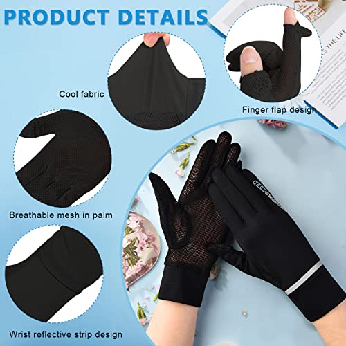 PALAY® Women Riding Gloves Hand Gloves for Bike, Black Hand Gloves for Sun Protection, UV Protection Summer Cooling Mesh Breathable Gloves for Women Cycling Fishing - UPF 50+, Non-Slip, Silk - Image 3