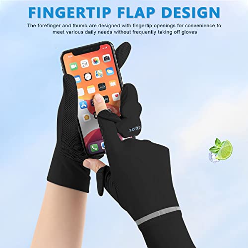 PALAY® Women Riding Gloves Hand Gloves for Bike, Black Hand Gloves for Sun Protection, UV Protection Summer Cooling Mesh Breathable Gloves for Women Cycling Fishing - UPF 50+, Non-Slip, Silk - Image 4