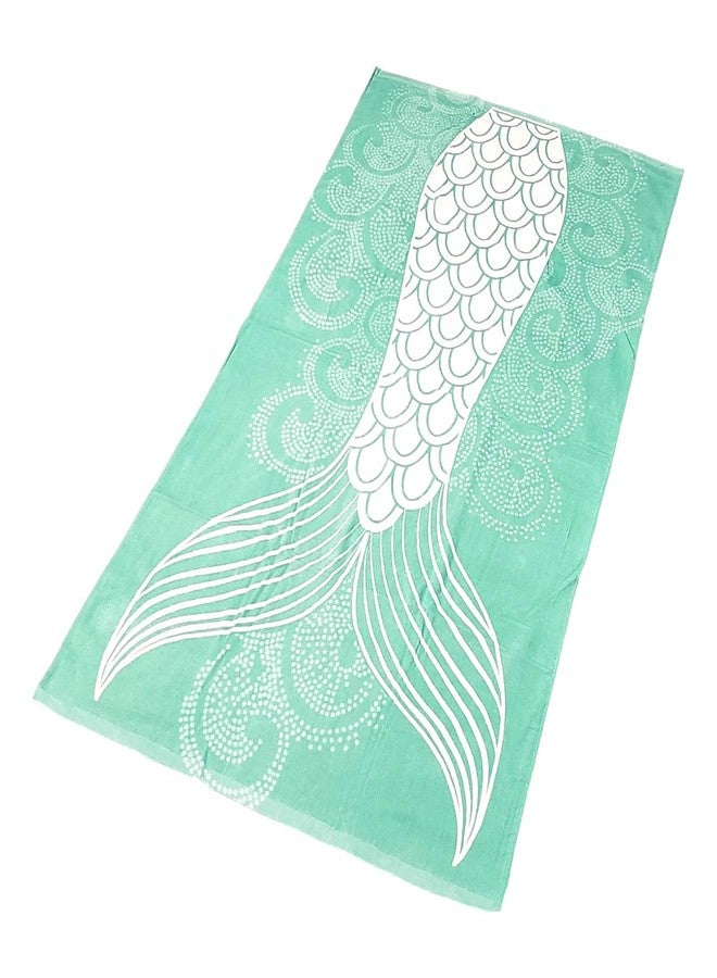 101 BEACH Summer Trendy Printed Large Beach Pool Towel - Personalization Available (Seafoam Green Mermaid Tail - Embroidered Name) - Image 2