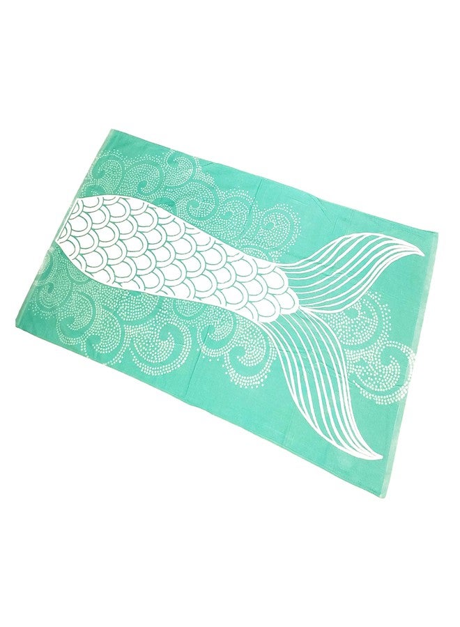 101 BEACH Summer Trendy Printed Large Beach Pool Towel - Personalization Available (Seafoam Green Mermaid Tail - Embroidered Name) - Image 3