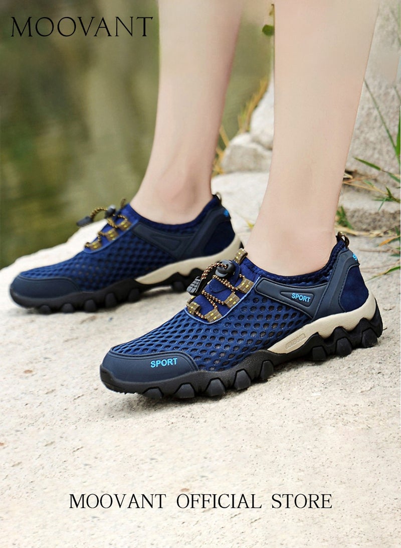 Moovant Men Casual Shoes, Fashionable & Versatile Mesh Breathable Shoes for Men, New Summer Outdoor Sports Shoes, Hiking Shoes, Hollow Wading River Shoes, Non-slip Shoes, Dark Blue - Image 2