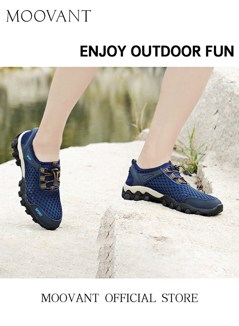 Moovant Men Casual Shoes, Fashionable & Versatile Mesh Breathable Shoes for Men, New Summer Outdoor Sports Shoes, Hiking Shoes, Hollow Wading River Shoes, Non-slip Shoes, Dark Blue - Image 4