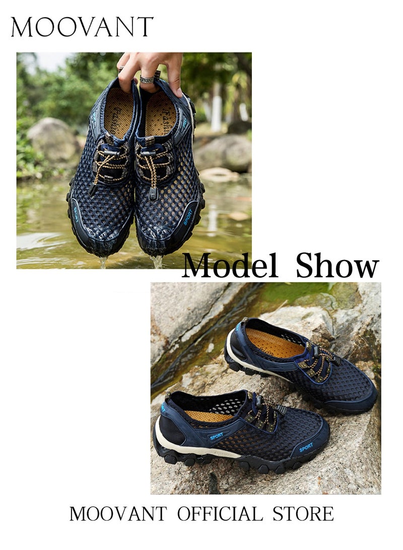 Moovant Men Casual Shoes, Fashionable & Versatile Mesh Breathable Shoes for Men, New Summer Outdoor Sports Shoes, Hiking Shoes, Hollow Wading River Shoes, Non-slip Shoes, Dark Blue - Image 5