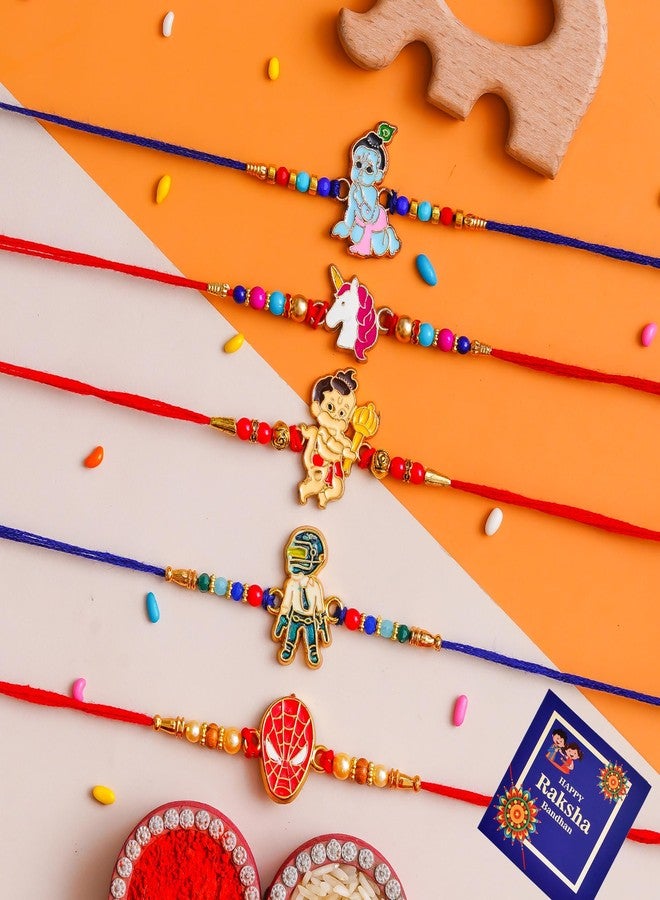 Pride Store Stylish Cartoon Character Kids Rakhi Set with Tilak Pack and Greeting Card for Brother, Sister, Baby Boy, Baby Girl, Chhota Bhai (Kids Rakhi Set - D) - Image 2