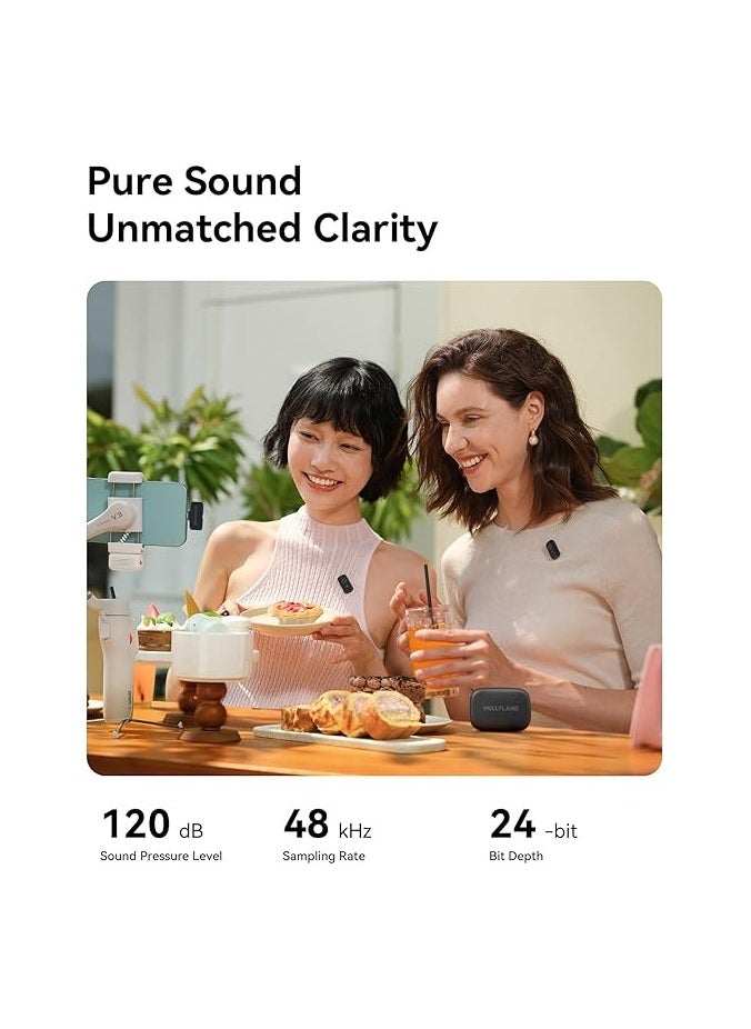 Hollyland LARK A1 Mini Duo 2‑Person Wireless Microphone System with Lightning Connector – Ultra-Compact 48 kHz/24‑Bit, 120 dB SPL, 3‑Level Noise Cancellation, Charging Dock