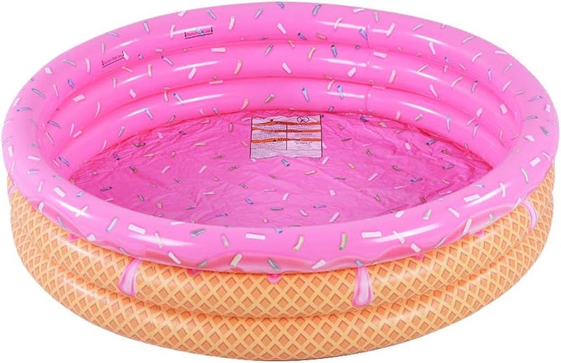 XFlated Kiddie Pool, Ice Cream 3 Ring Inflatable Pool for Kids, Ideal Water Pool in Summer, 45 Inches Inflatable Swimming Pool, for Ages 3+ - Image 1