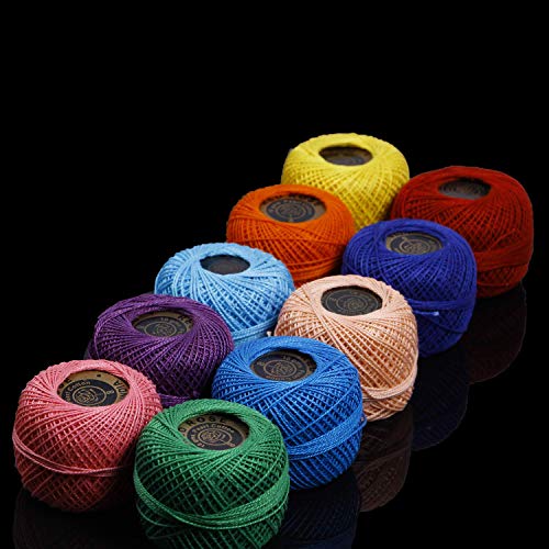 RSP Quality bit® Embroidery Material Crochet Mercer Cotton Thread Yarn for Knitting and Craft Making (10 Ball, Multicolor) - Image 3