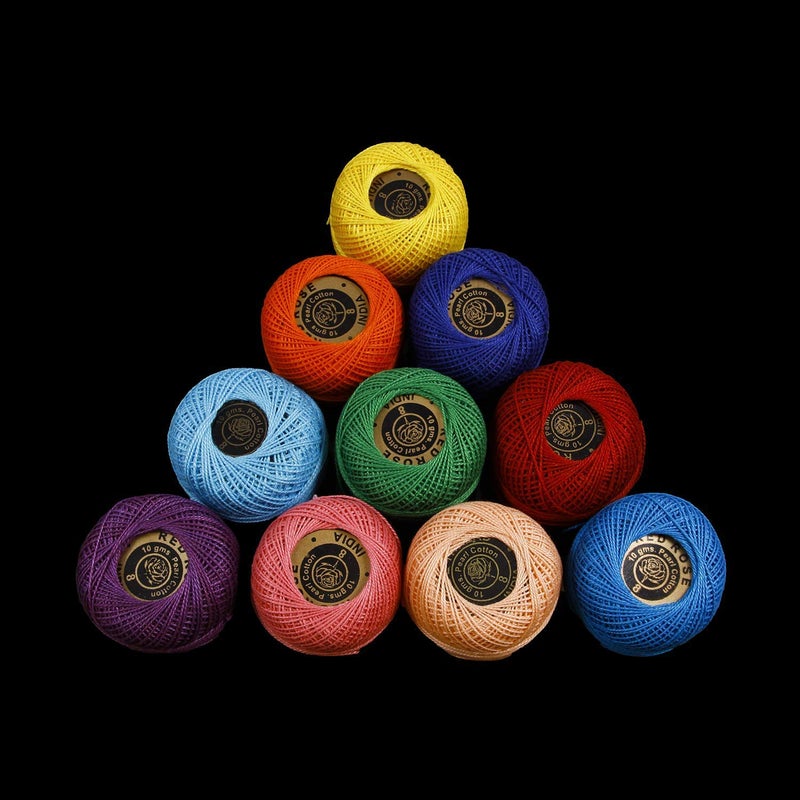 RSP Quality bit® Embroidery Material Crochet Mercer Cotton Thread Yarn for Knitting and Craft Making (10 Ball, Multicolor) - Image 5