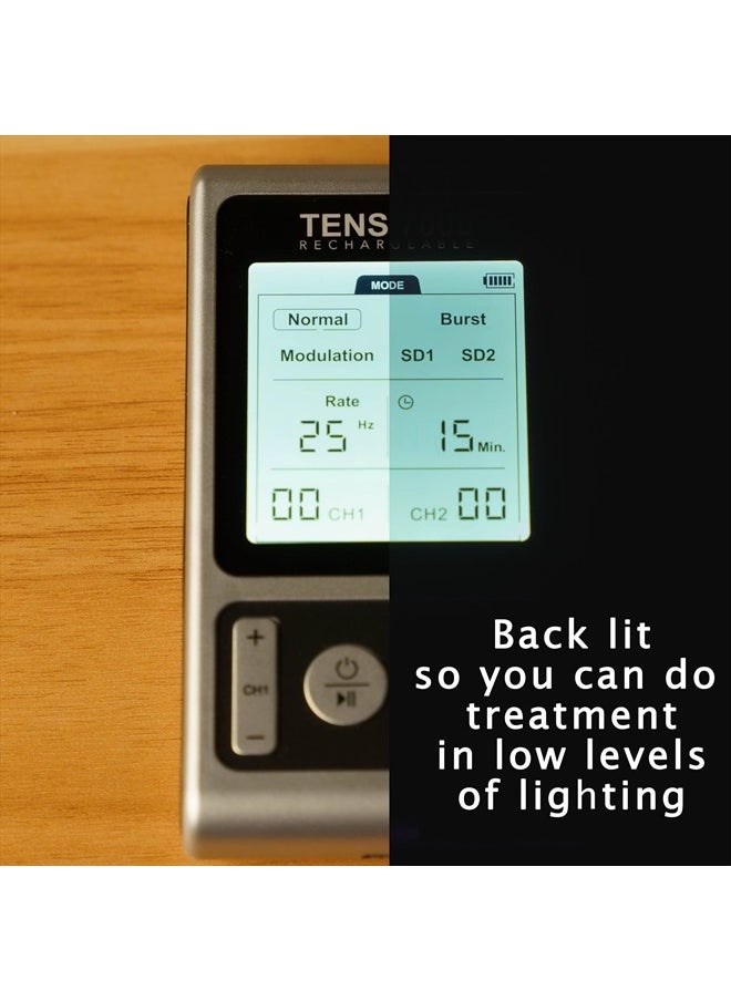 TENS 7000 Rechargeable TENS Unit Muscle Stimulator and Pain Relief Device - Advanced TENS Machine for Effective Back Pain Relief, Nerve Pain Relief, Muscle Pain Relief  - Image 4