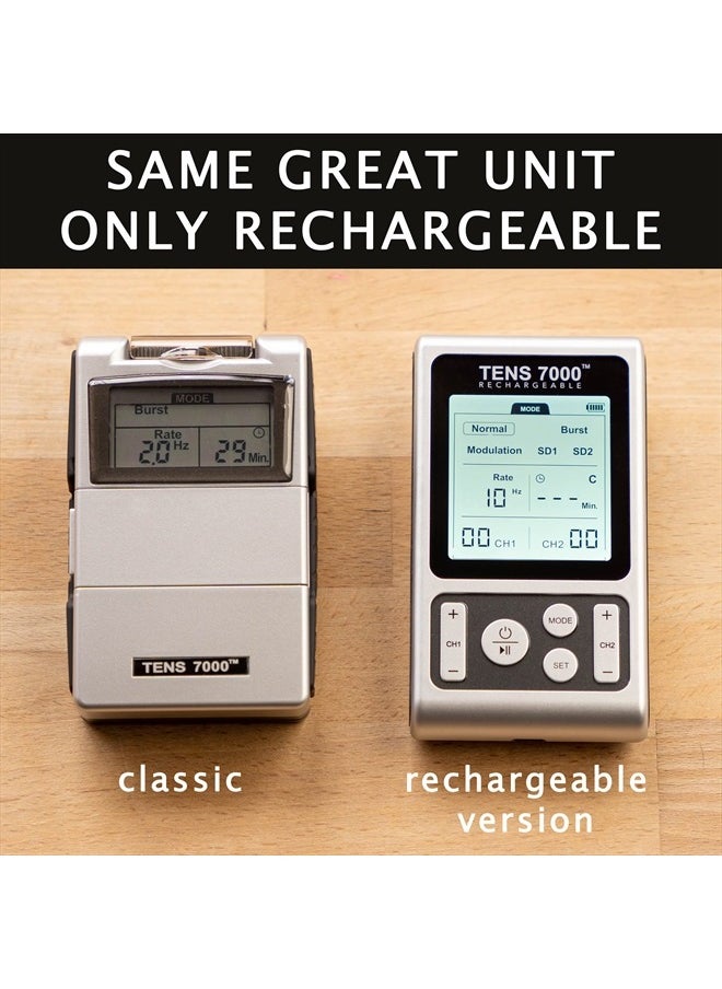 TENS 7000 Rechargeable TENS Unit Muscle Stimulator and Pain Relief Device - Advanced TENS Machine for Effective Back Pain Relief, Nerve Pain Relief, Muscle Pain Relief  - Image 2