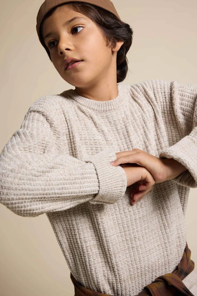 ديفاكتو Boy Regular Fit Crew Neck Pullover