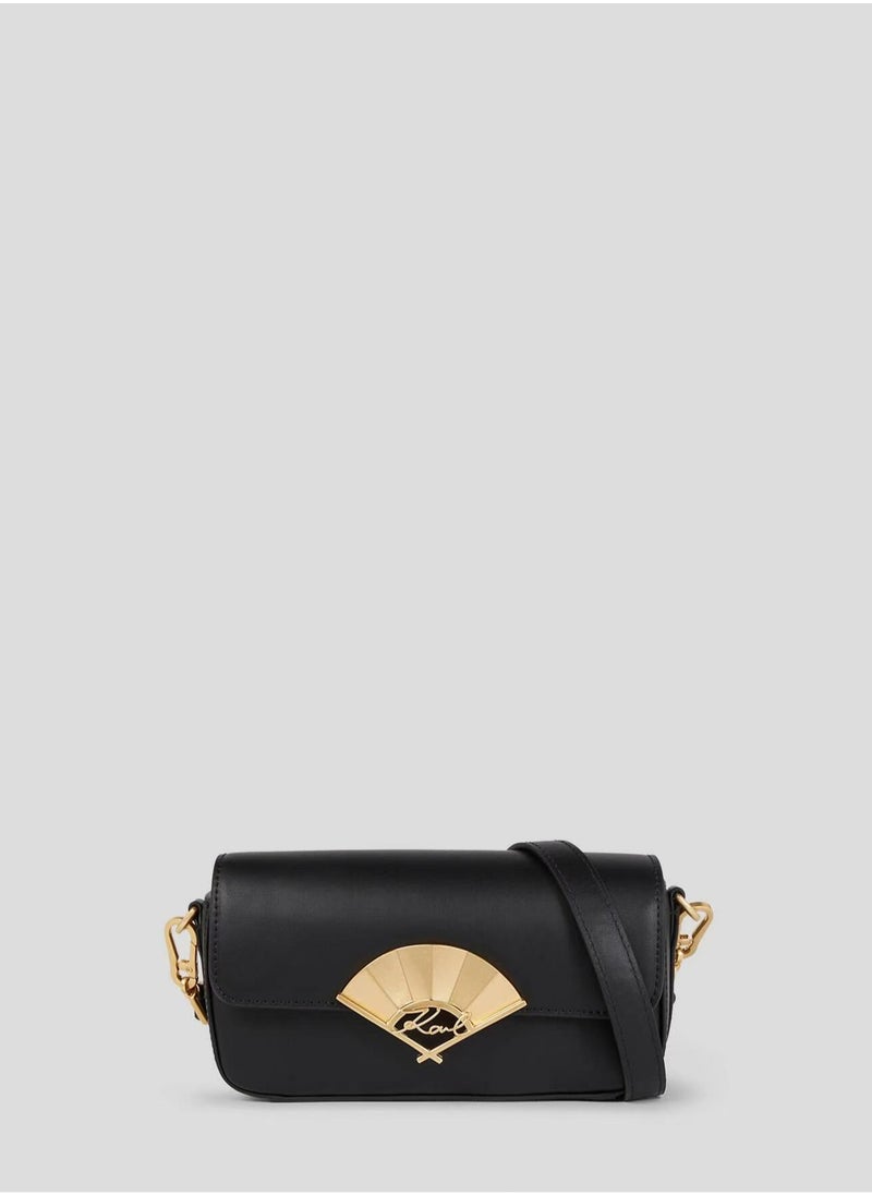 كارل لاجرفيلد باريس - حقيبة كروس بودي من الجلد من مجموعة Karl Lagerfeld Paris Signature Fan - Image 1
