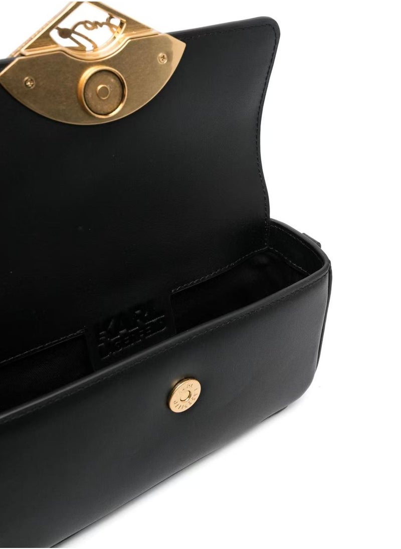 كارل لاجرفيلد باريس - حقيبة كروس بودي من الجلد من مجموعة Karl Lagerfeld Paris Signature Fan - Image 1