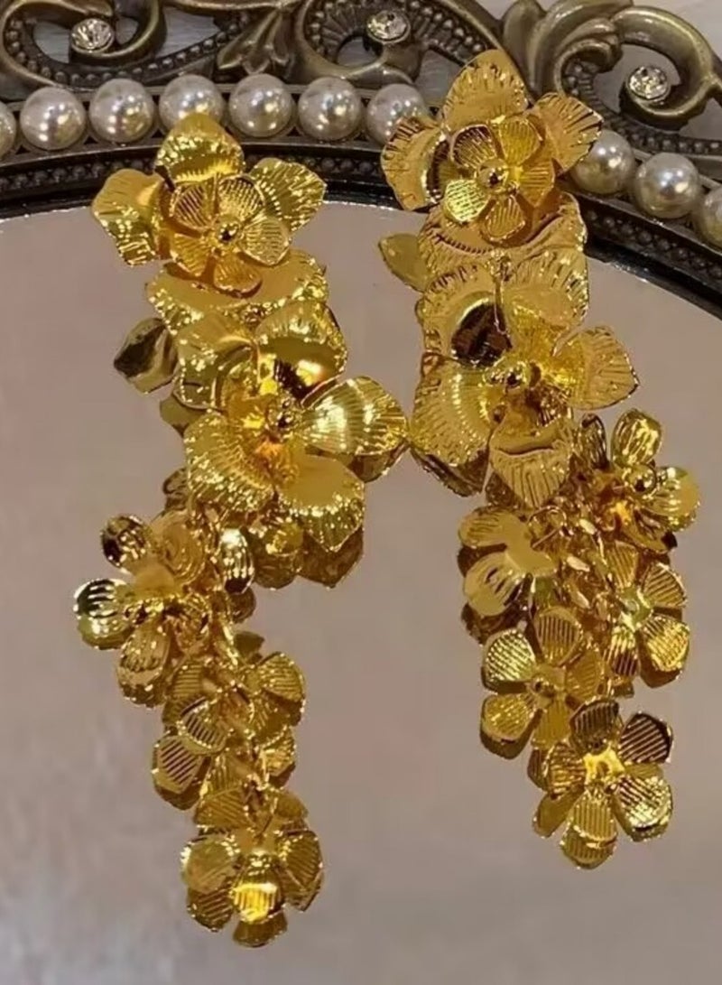 أف بي سي 18K الذهب زهرة أقراط فاخرة للنساء - Image 1