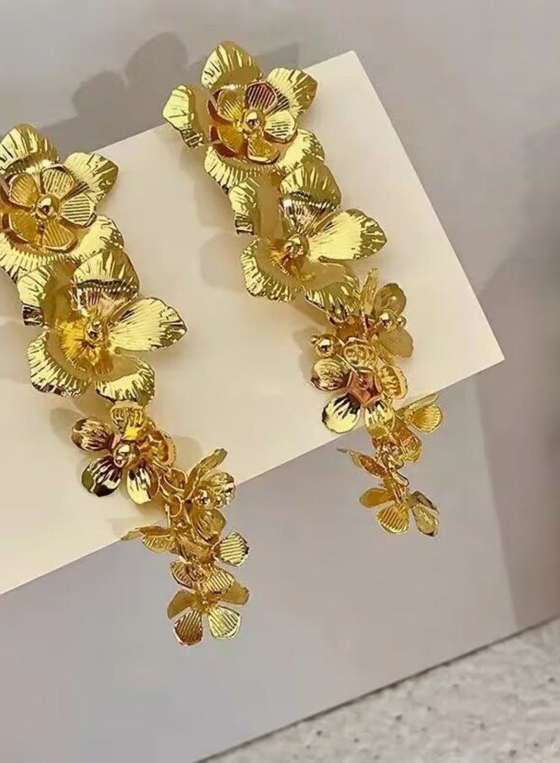أف بي سي 18K الذهب زهرة أقراط فاخرة للنساء - Image 3