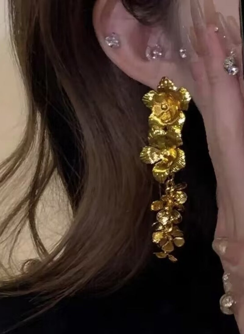 أف بي سي 18K الذهب زهرة أقراط فاخرة للنساء - Image 4