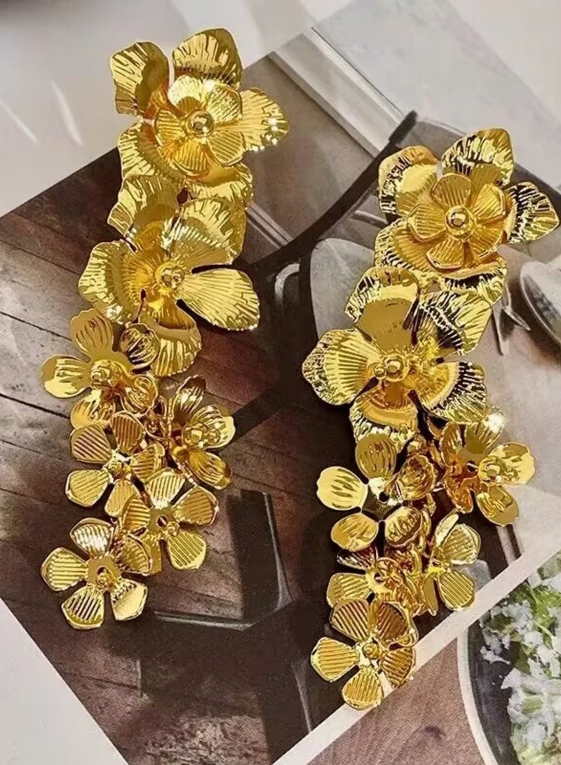 أف بي سي 18K الذهب زهرة أقراط فاخرة للنساء - Image 5