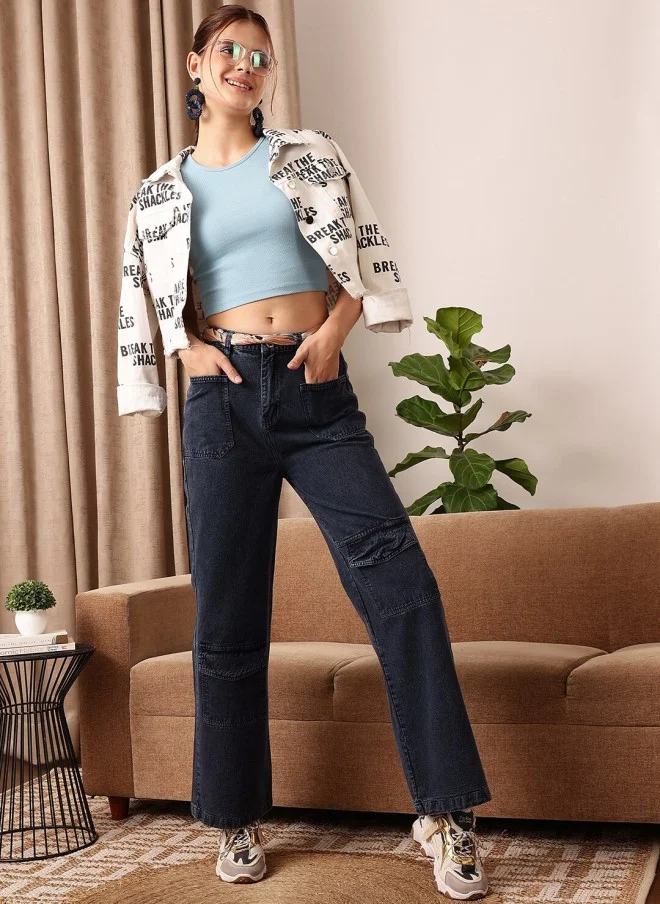 STREET 9 Comfort Relaxed Fit High-Rise Dark Jeans for Women